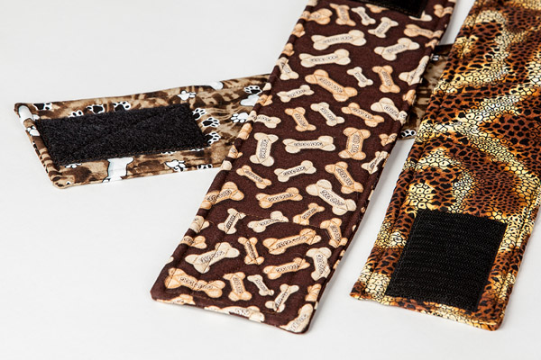Handmade belly bands in stacked patterns