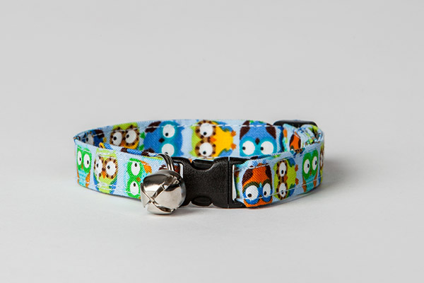 Handmade cat collars with small prints